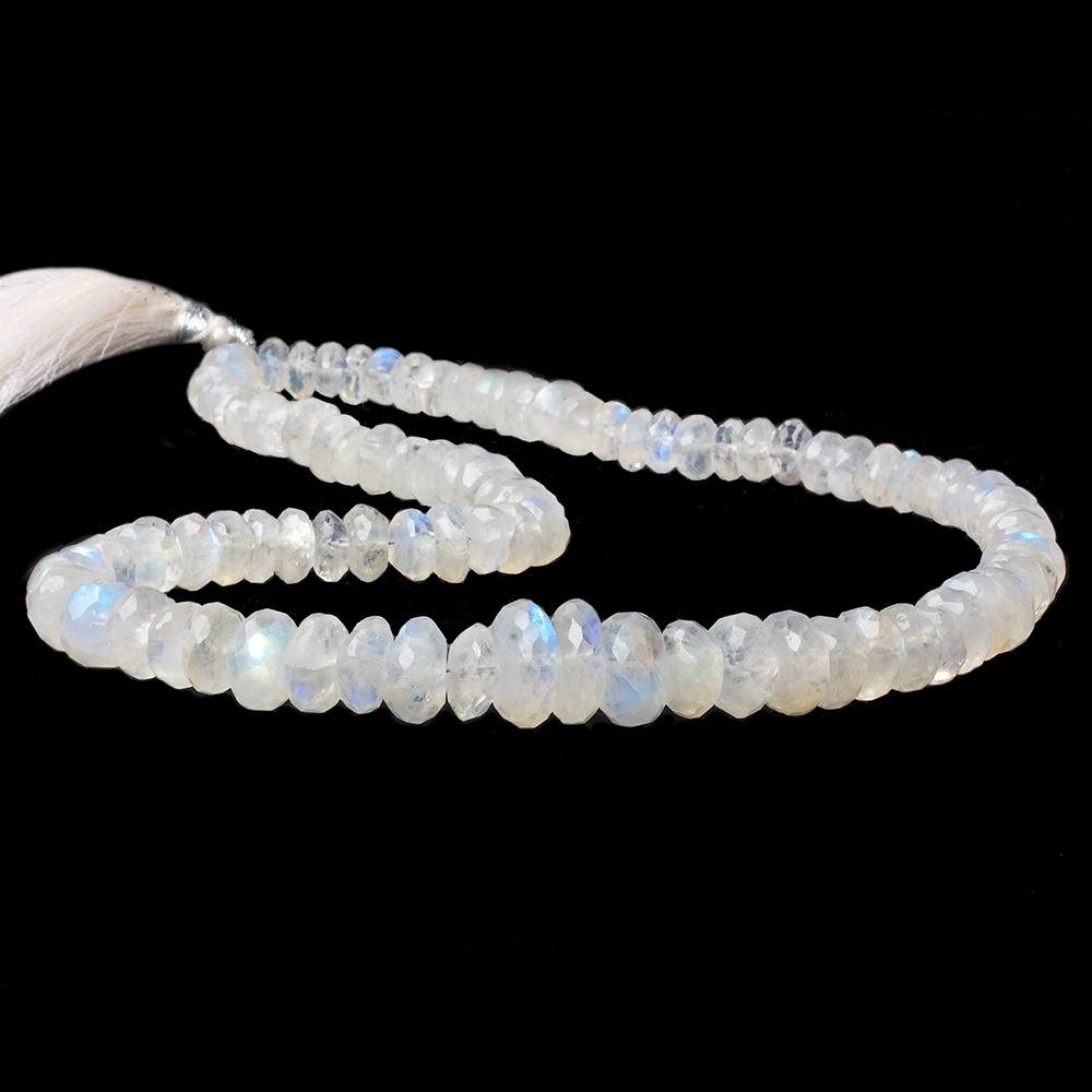6.5-11mm Rainbow Moonstone faceted rondelle Beads 15 inch 93 pieces - Beadsofcambay.com