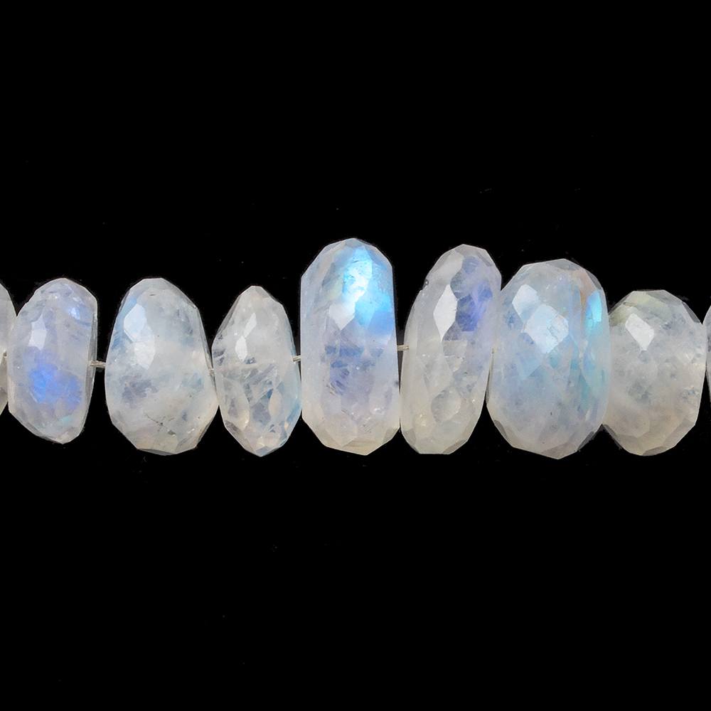 6.5-11mm Rainbow Moonstone faceted rondelle Beads 15 inch 93 pieces - Beadsofcambay.com