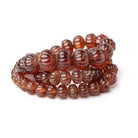 6.5-12.5mm Hessonite Garnet hand carved Melon rondelles 16 inch 60 beads - Beadsofcambay.com