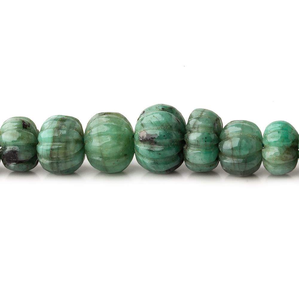 6.5-12mm Brazilian Emerald Carved Melon Rondelle Beads 18 inch 85 pieces A - Beadsofcambay.com