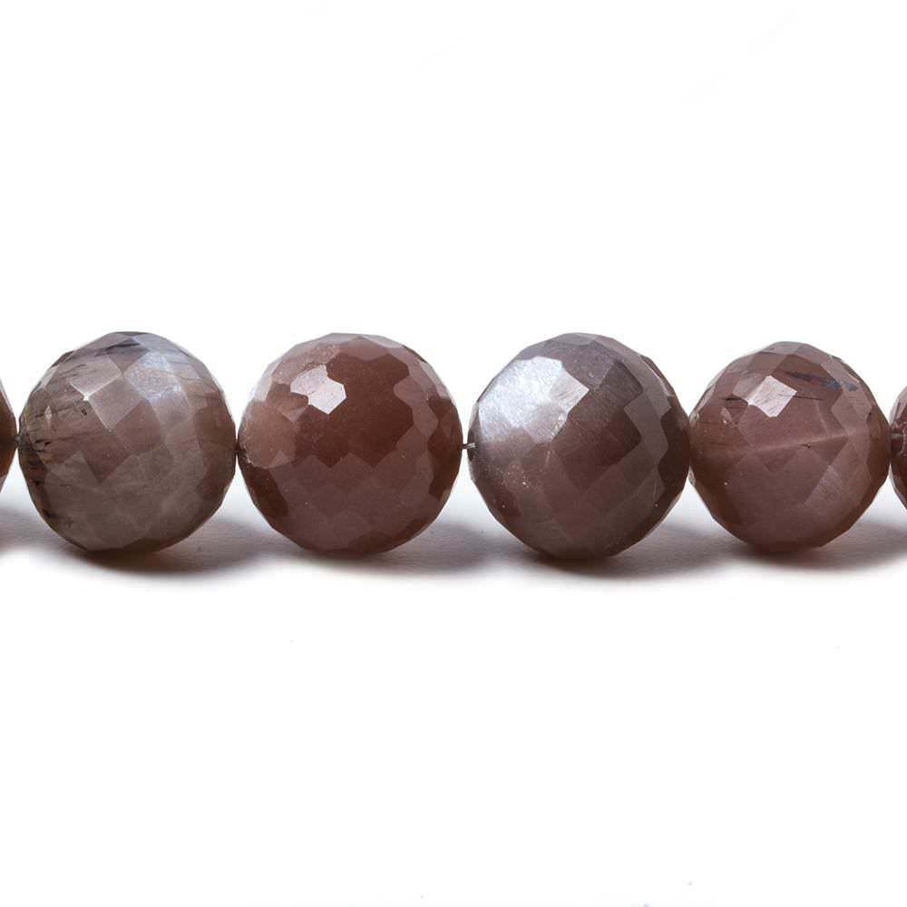 6.5-12mm Chocolate Moonstone faceted round beads 16 inch 41 pieces - Beadsofcambay.com