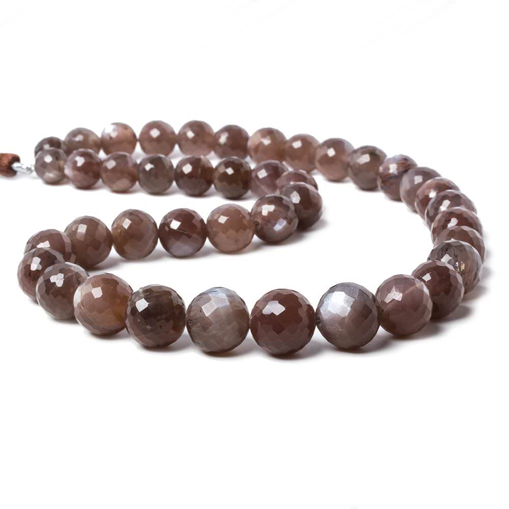 6.5-12mm Chocolate Moonstone faceted round beads 16 inch 41 pieces - Beadsofcambay.com