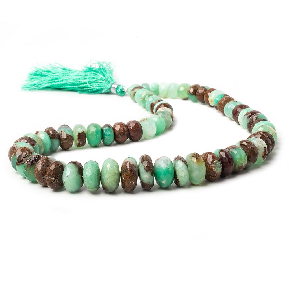 6.5-12mm Chrysoprase & Matrix faceted rondelle beads 14 inch 61 pieces - Beadsofcambay.com