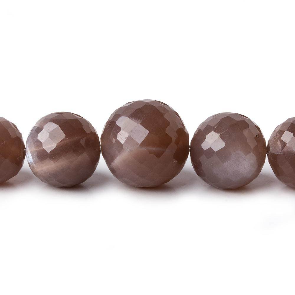 6.5-13mm Chocolate Moonstone faceted round beads 16 inch 45 pieces - Beadsofcambay.com
