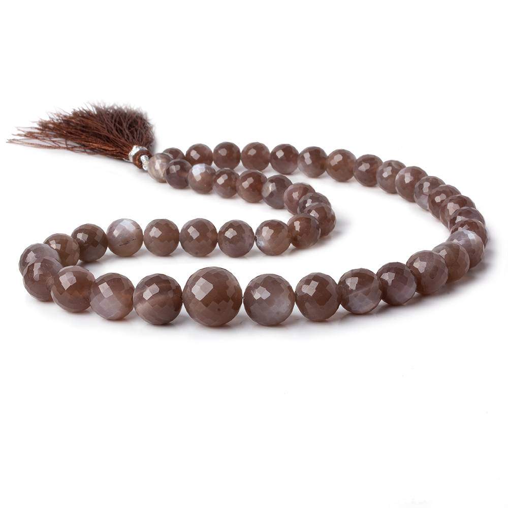6.5-13mm Chocolate Moonstone faceted round beads 16 inch 45 pieces - Beadsofcambay.com