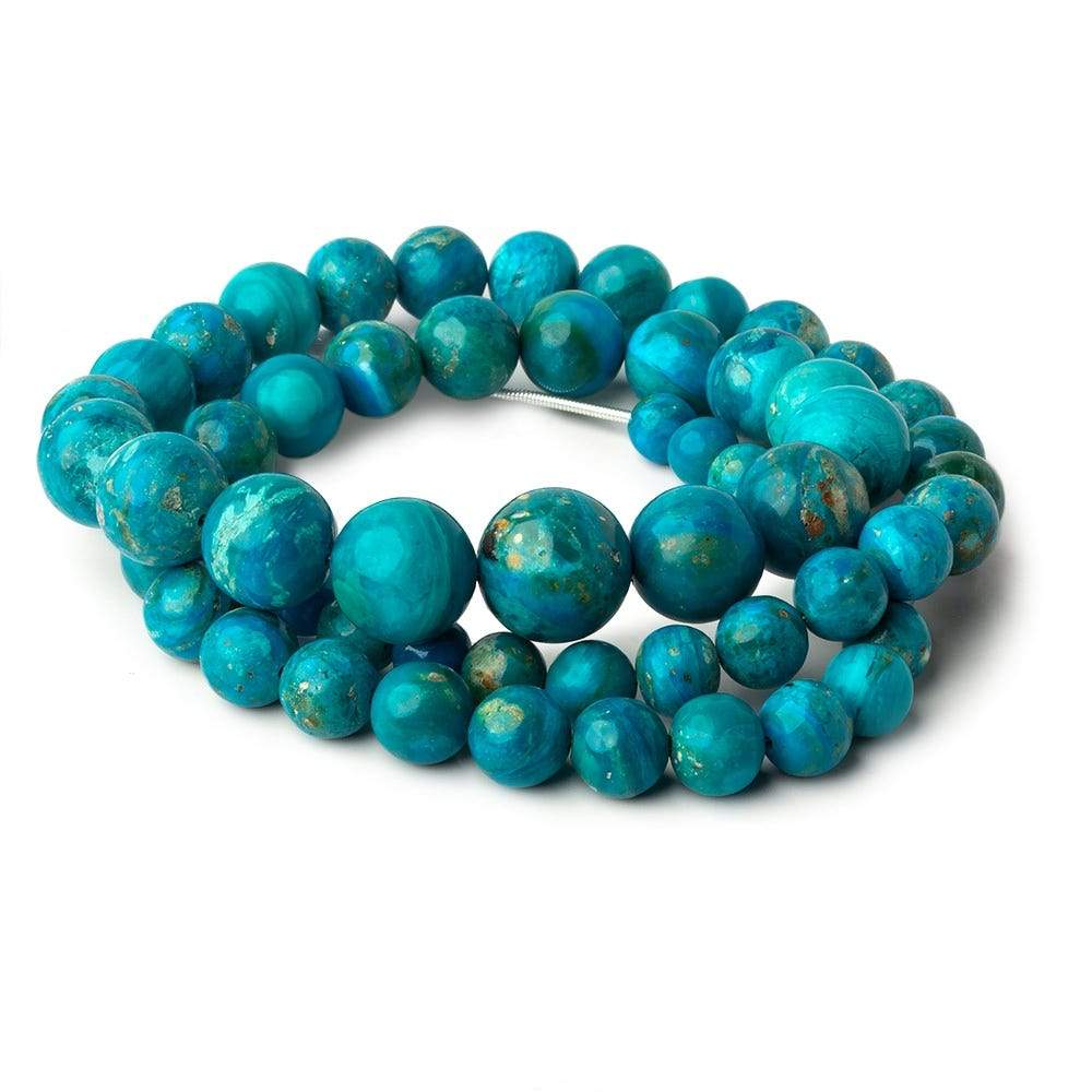 6.5-13mm Peruvian Blue Opalina plain rounds 20 inch 59 beads AAA - Beadsofcambay.com