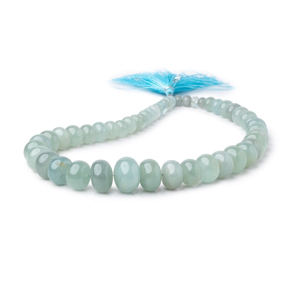 6.5-17.5mm Aquamarine Plain Rondelle Beads 15 inch 49 pieces - Beadsofcambay.com