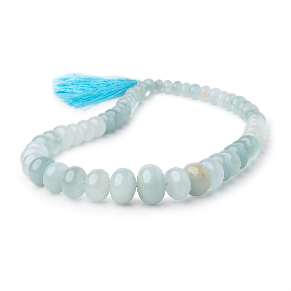 6.5-18mm Aquamarine Plain Rondelle Beads 16 inch 52 pieces - Beadsofcambay.com