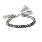 6.5-7.5mm Black Tourmalinated Quartz faceted rondelle beads 8 inch 39 pieces - Beadsofcambay.com