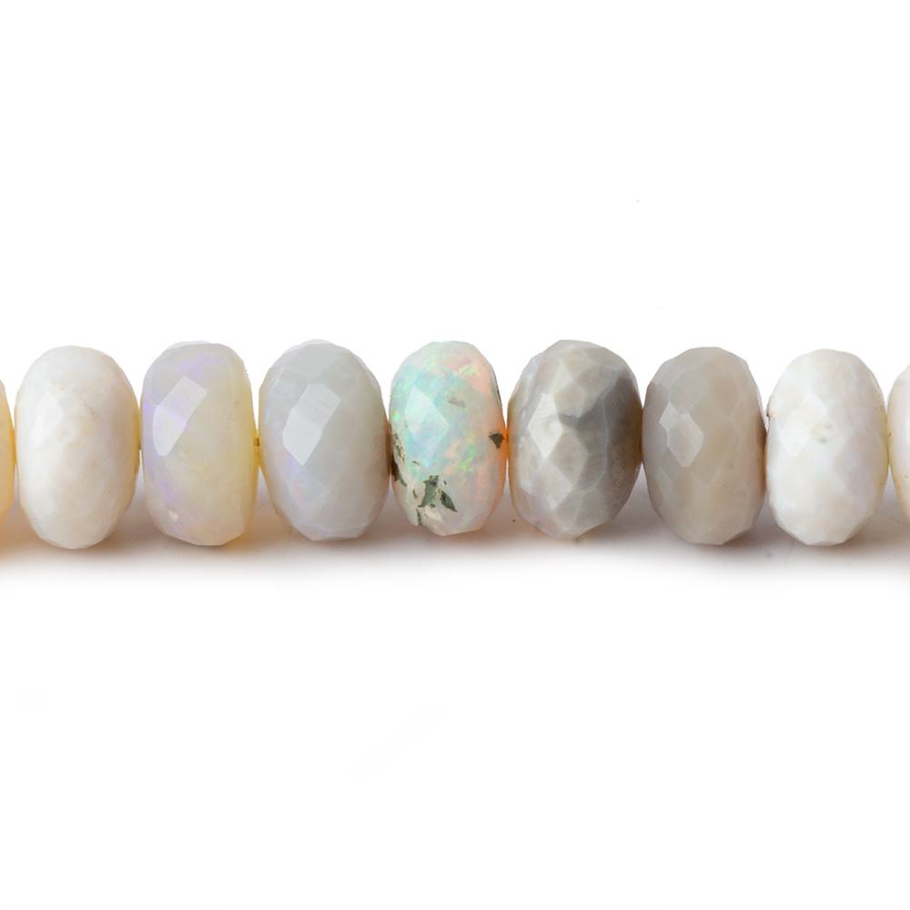 6.5-7.5mm Cream Australian Opal faceted rondelles 18 inch 105 pieces - Beadsofcambay.com