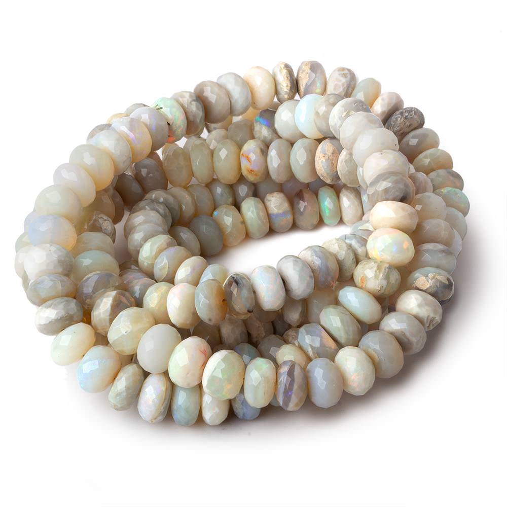 6.5-7.5mm Cream Australian Opal faceted rondelles 18 inch 105 pieces - Beadsofcambay.com