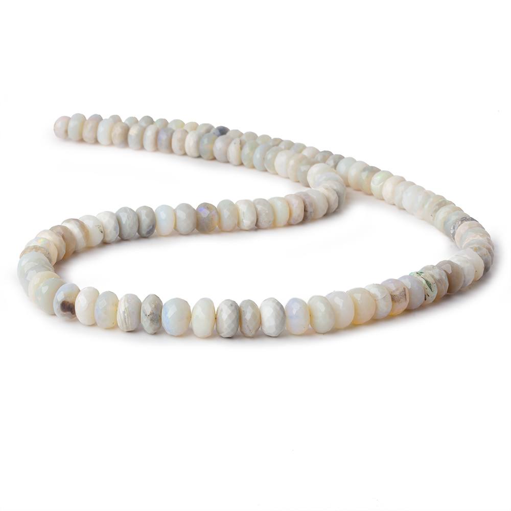 6.5-7.5mm Cream Australian Opal faceted rondelles 18 inch 105 pieces - Beadsofcambay.com