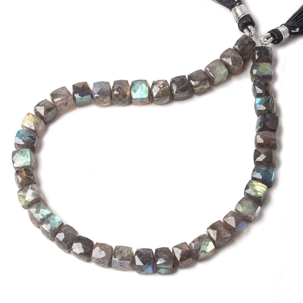 6.5-7.5mm Labradorite Faceted Cube Beads 10 inch 40 pieces - Beadsofcambay.com