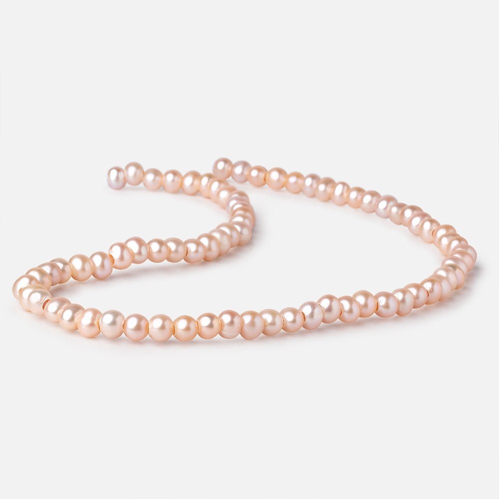 6.5-7.5mm Peach Off Round Large Hole Freshwater Pearls 15.5 inch 72 Beads - Beadsofcambay.com