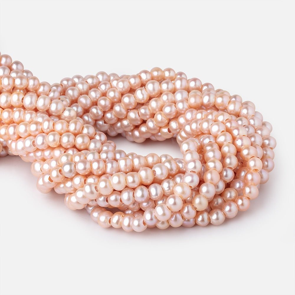 6.5-7.5mm Peach Off Round Large Hole Freshwater Pearls 15.5 inch 72 Beads - Beadsofcambay.com