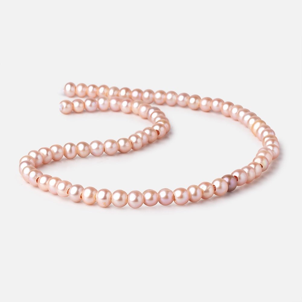 6.5-7.5mm Rose Pink Off Round Large Hole Freshwater Pearls 15.5 inch 72 Beads - Beadsofcambay.com