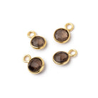 6.5-7.5mm Vermeil Bezel Smoky Quartz Faceted Coin Focal Pendants Set of 4 pieces - Beadsofcambay.com