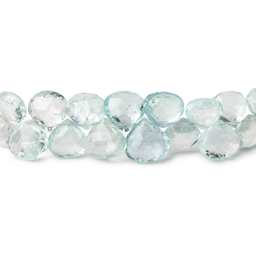 6.5-7mm Aquamarine faceted heart beads 8 inch 60 pieces AAA - Beadsofcambay.com