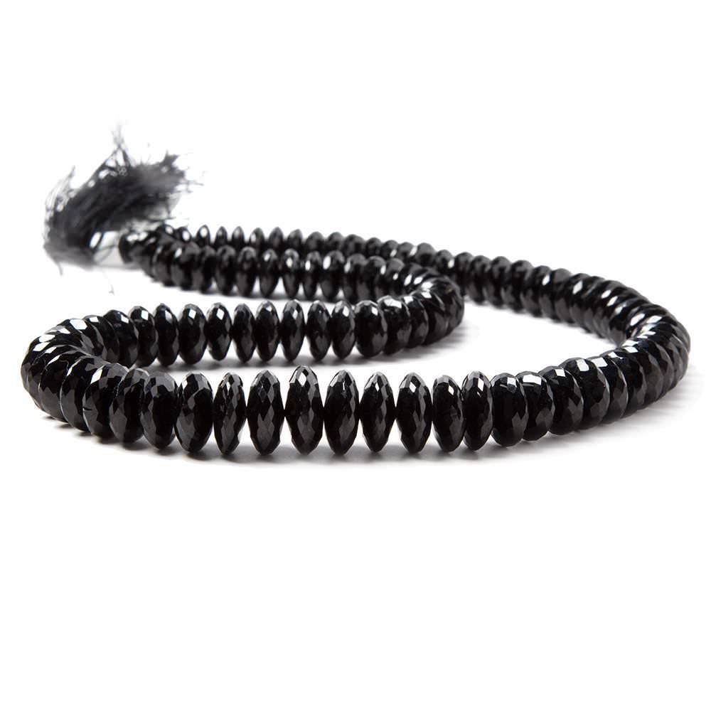 6.5-7mm Black Spinel Beads German Faceted Rondelle Beads 17 inch 130 pieces A Grade - Beadsofcambay.com