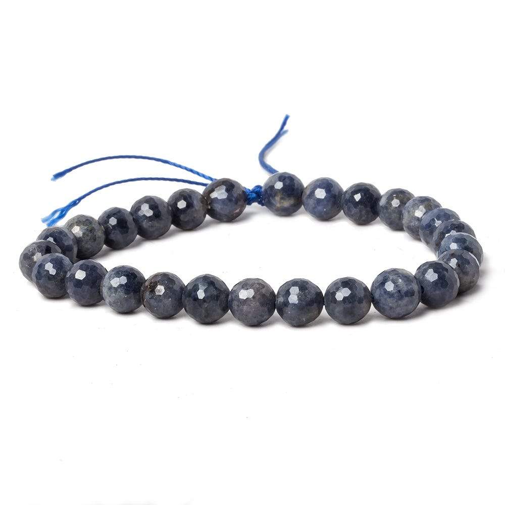 6.5-7mm Blue Sapphire Faceted Round Beads 7 inch 24 pieces - Beadsofcambay.com