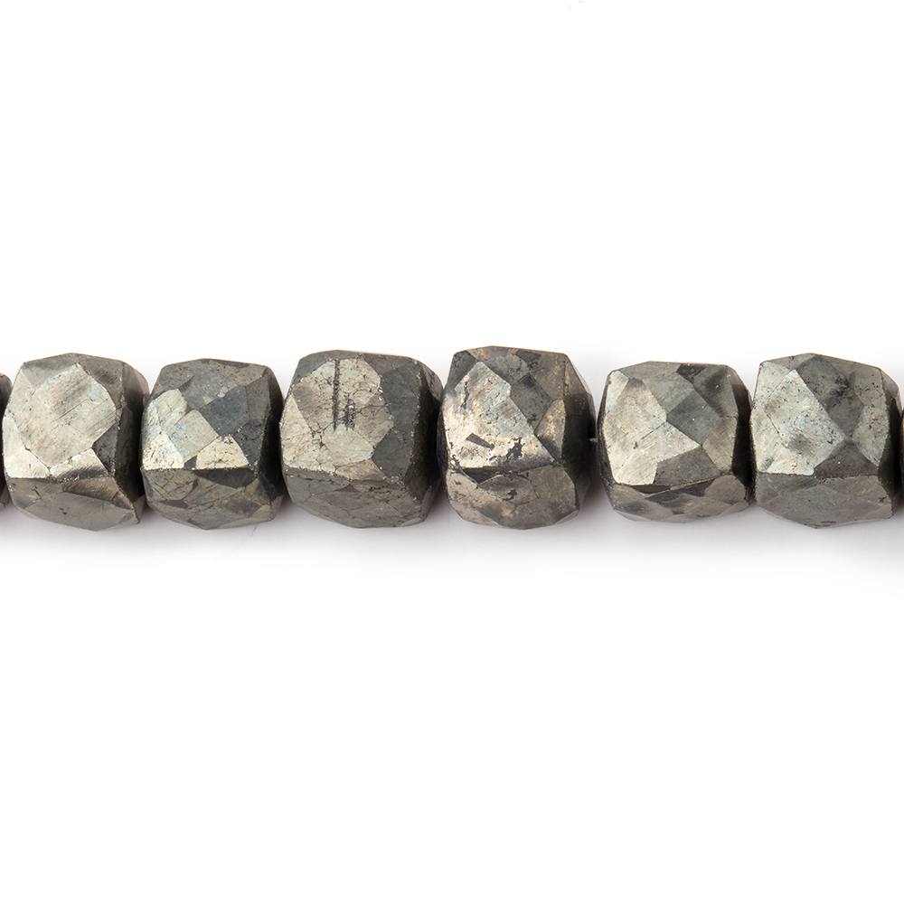 6.5-7mm Golden Pyrite faceted cube beads 9.5 inch 37 pieces - Beadsofcambay.com