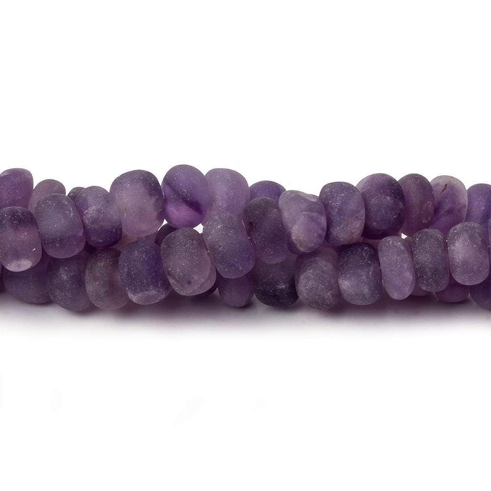 6.5-7mm Matte Amethyst plain rondelles 7.5 inch 43 beads A - Beadsofcambay.com