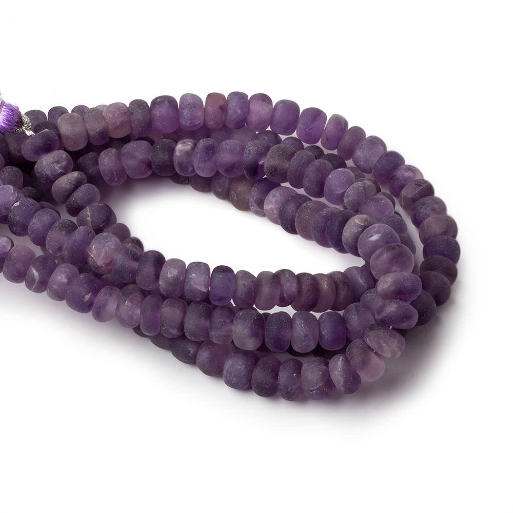 6.5-7mm Matte Amethyst plain rondelles 7.5 inch 43 beads A - Beadsofcambay.com