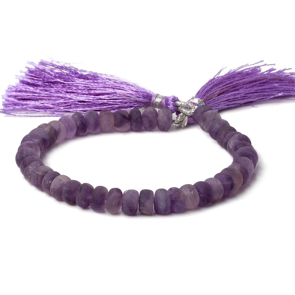 6.5-7mm Matte Amethyst plain rondelles 7.5 inch 43 beads A - Beadsofcambay.com