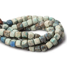 6.5-7mm Matte Chrysocolla plain cube beads 7.5 inch 27 pieces - Beadsofcambay.com