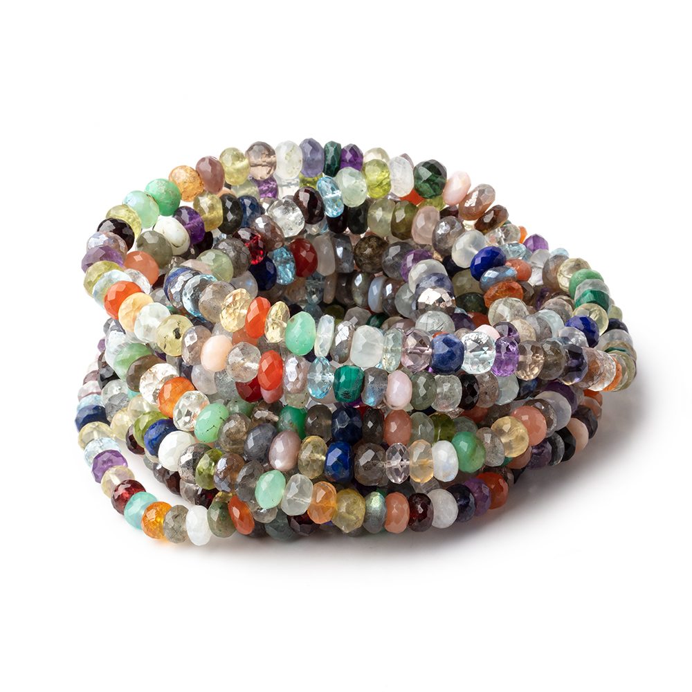 6.5-7mm Multi Gem Faceted Rondelle Beads 16 inch 100 pieces - Beadsofcambay.com