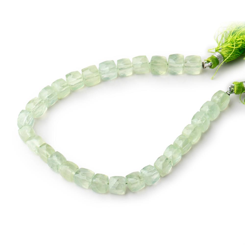 6.5-7mm Prehnite Faceted Cube Beads 8 inch 29 pieces - Beadsofcambay.com