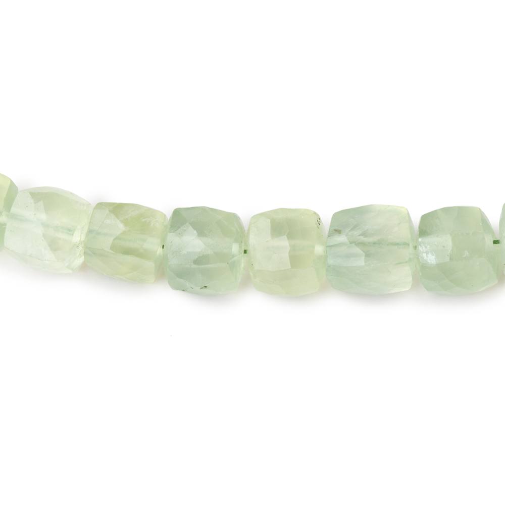 6.5-7mm Prehnite Faceted Cube Beads 8 inch 29 pieces - Beadsofcambay.com