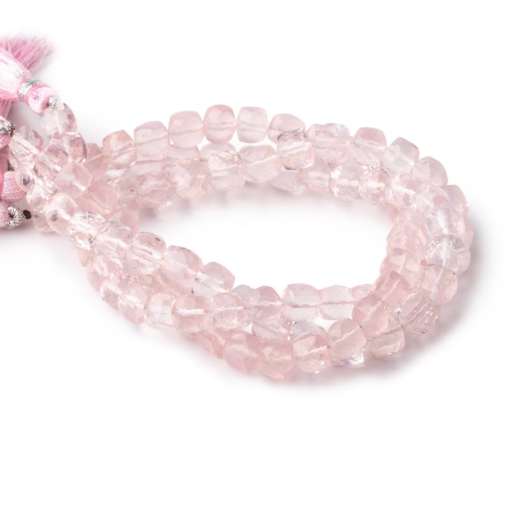 6.5-7mm Rose Quartz Faceted Cube Beads 8 inch 31 pieces - Beadsofcambay.com