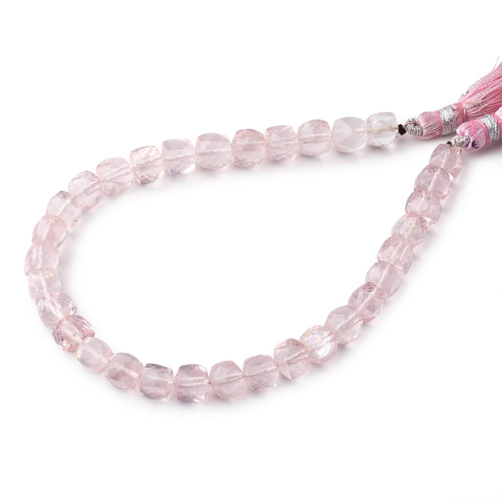 6.5-7mm Rose Quartz Faceted Cube Beads 8 inch 31 pieces - Beadsofcambay.com
