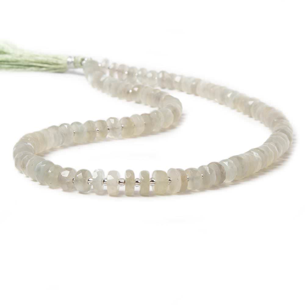 6.5-7mm Sage Green Moonstone faceted heshi beads 15.5 inch 92 pieces - Beadsofcambay.com