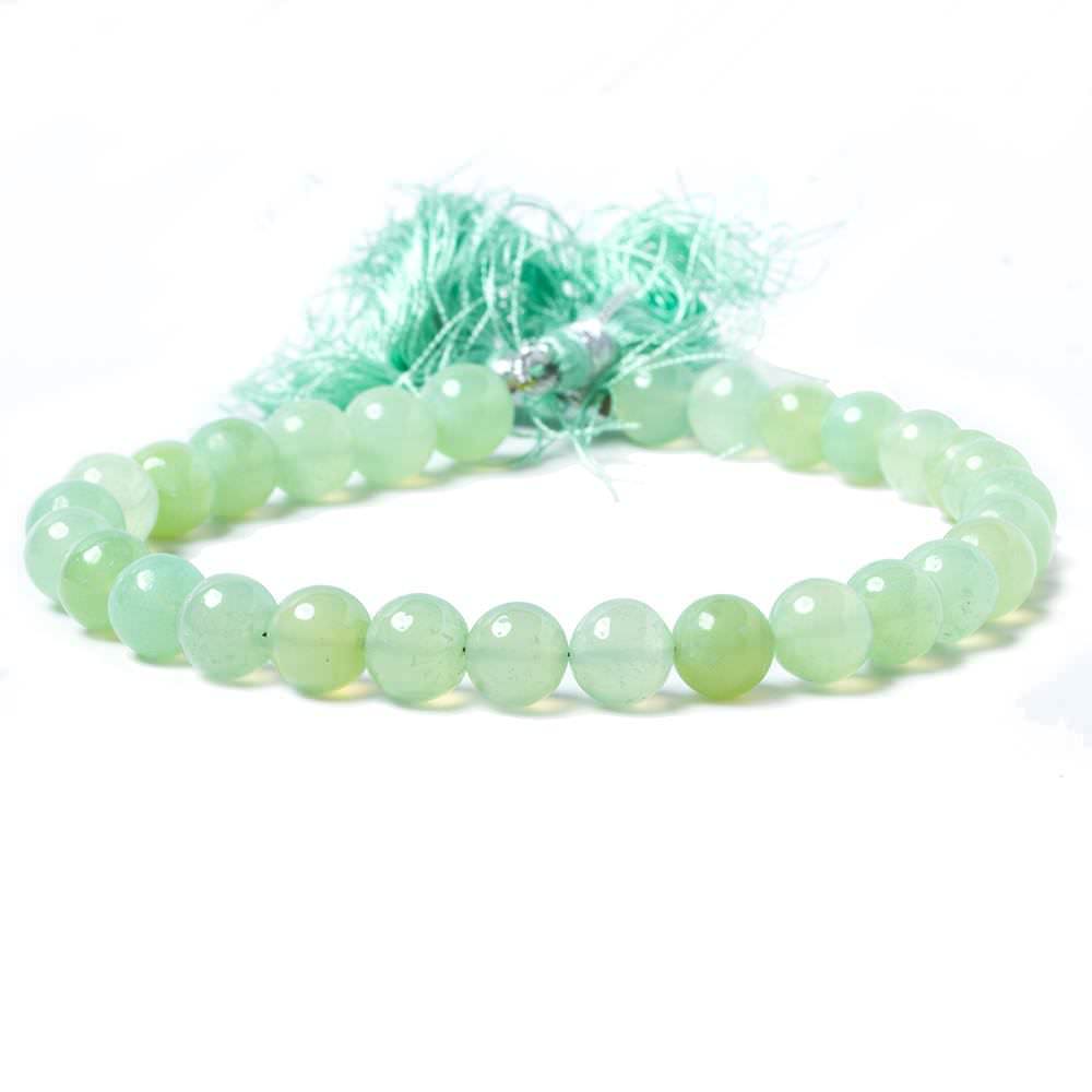 6.5-7mm SeaGreen Chalcedony Plain Round Beads 8 inch 26 pieces - Beadsofcambay.com
