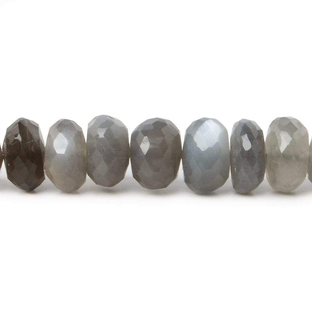 6.5-7mm Shaded Platinum Grey Moonstone faceted rondelles 15 inch 87 Beads AA - Beadsofcambay.com