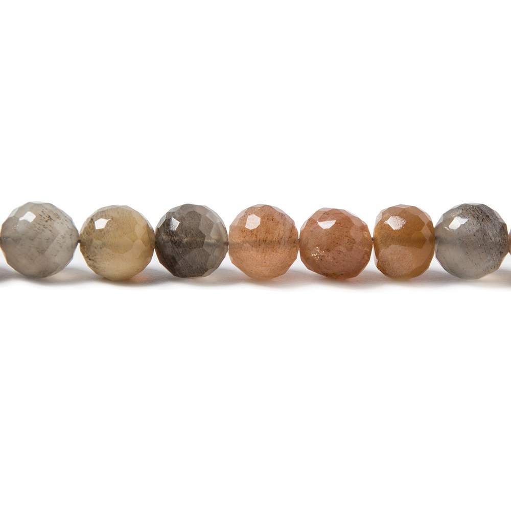 6.5-7mm Sunstone, Chocolate & Grey Moonstone faceted rounds 29 beads - Beadsofcambay.com