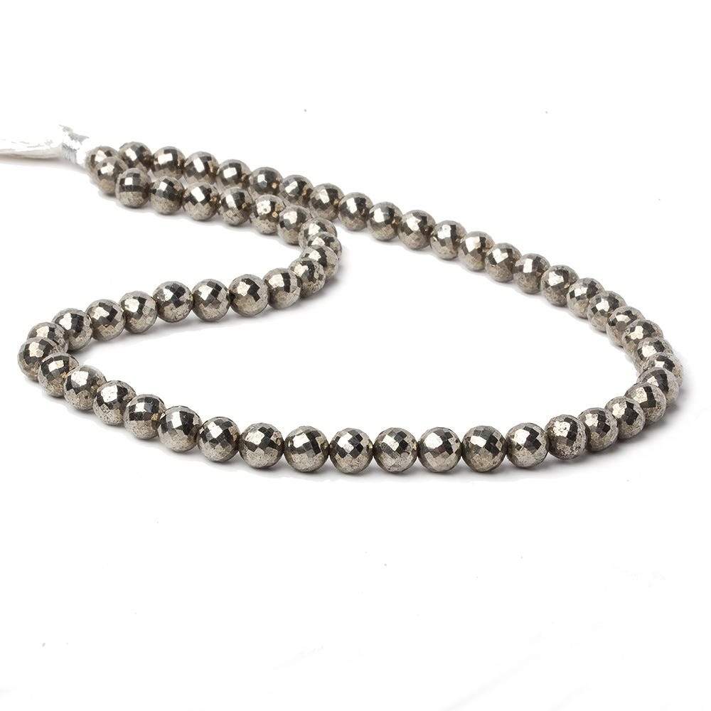 6.5-7mm White Pyrite faceted round beads 15.5 inch 59 pieces AAA - Beadsofcambay.com