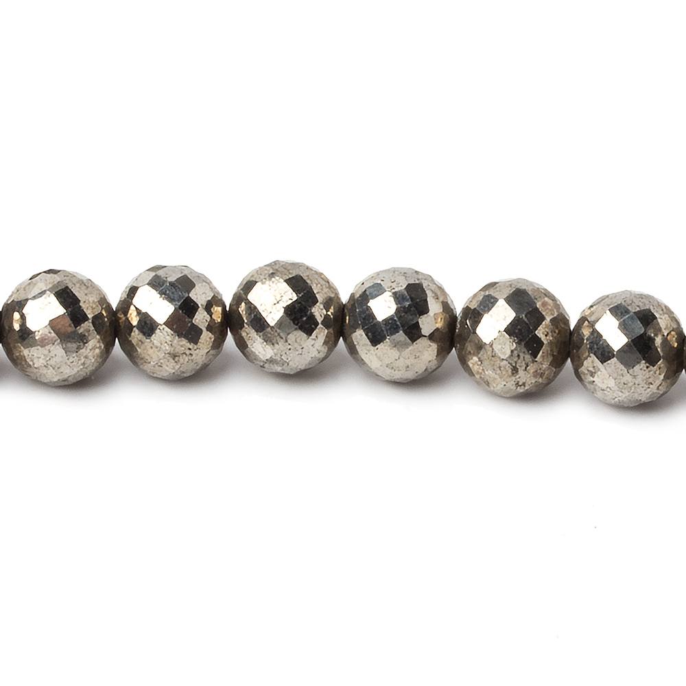 6.5-7mm White Pyrite faceted round beads 15.5 inch 59 pieces AAA - Beadsofcambay.com