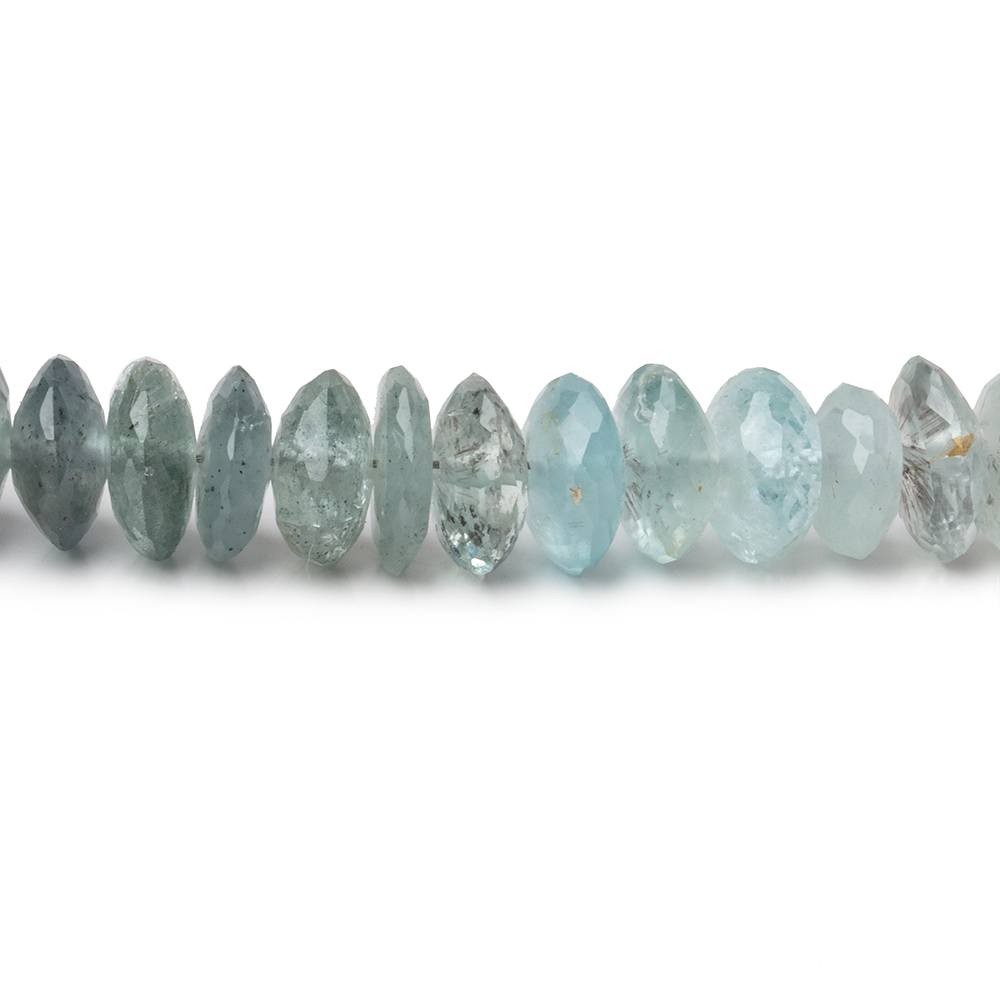 6.5-8.5mm Moss Aquamarine German Faceted Rondelle Beads 16 inch 127 pieces - Beadsofcambay.com