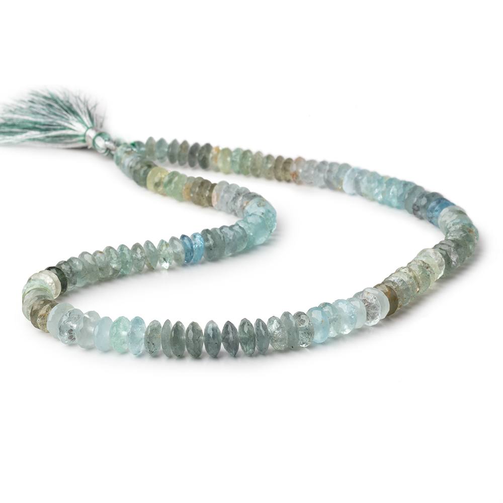 6.5-8.5mm Moss Aquamarine German Faceted Rondelle Beads 16 inch 127 pieces - Beadsofcambay.com