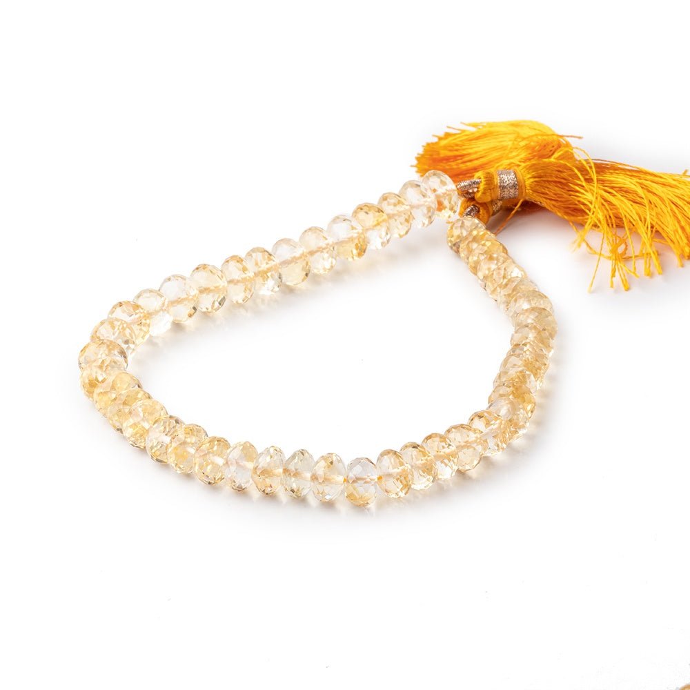6.5-8mm Citrine Faceted Rondelle Beads 8.25 inch 46 pieces - Beadsofcambay.com