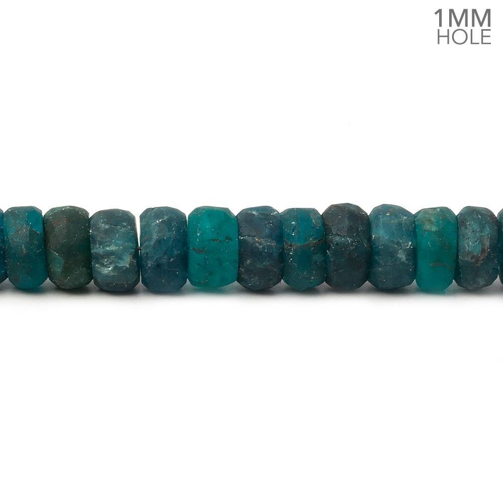 6.5-8mm Matte Neon Apatite plain rondelle beads 1mm drill hole 8 inch 50 pcs - Beadsofcambay.com