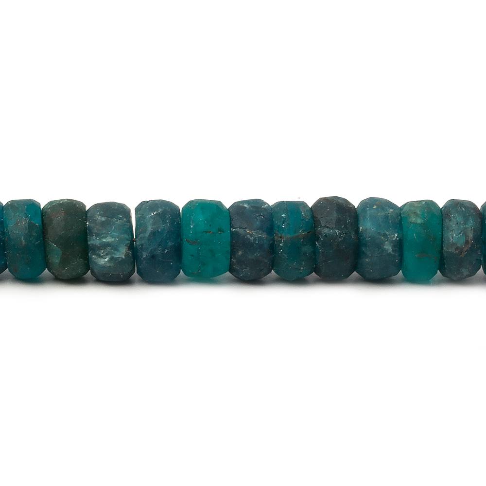 6.5-8mm Matte Neon Apatite plain rondelle beads 1mm drill hole 8 inch 50 pcs - Beadsofcambay.com