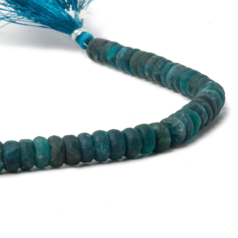 6.5-8mm Matte Neon Apatite plain rondelle beads 1mm drill hole 8 inch 50 pcs - Beadsofcambay.com