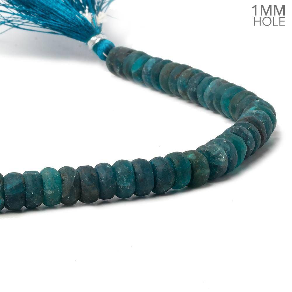 6.5-8mm Matte Neon Apatite plain rondelle beads 1mm drill hole 8 inch 50 pcs - Beadsofcambay.com