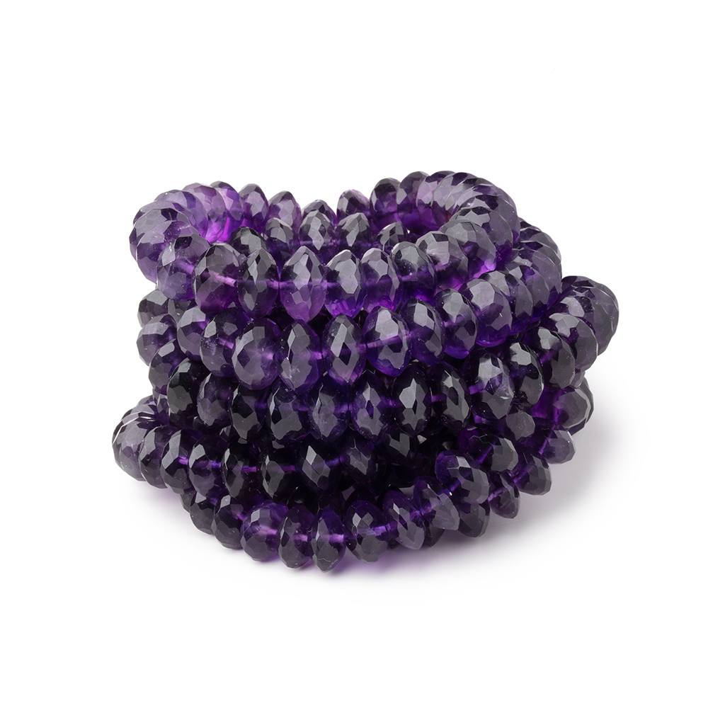 6.5-9.5mm Amethyst German Faceted Rondelles 16 inch 85 Beads - Beadsofcambay.com