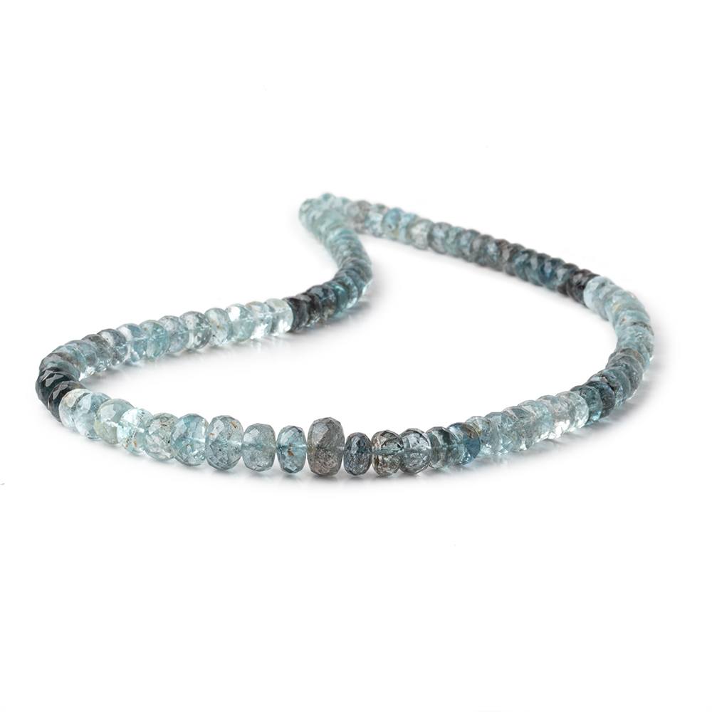 6.5-9.5mm Shaded Moss Aquamarine Faceted Rondelle Beads 16 inch 92 pieces AAA - Beadsofcambay.com