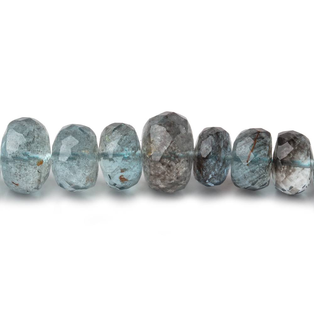 6.5-9.5mm Shaded Moss Aquamarine Faceted Rondelle Beads 16 inch 92 pieces AAA - Beadsofcambay.com